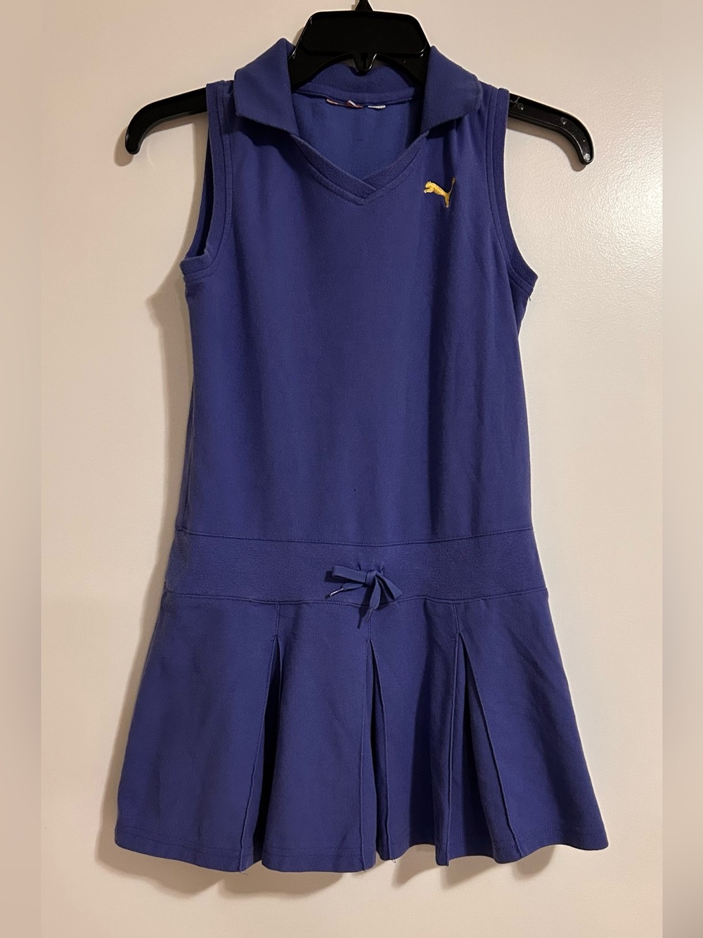 Puma Girls' Sleeveless Royal Blue Polo Tennis Dress with Yellow Puma Logo